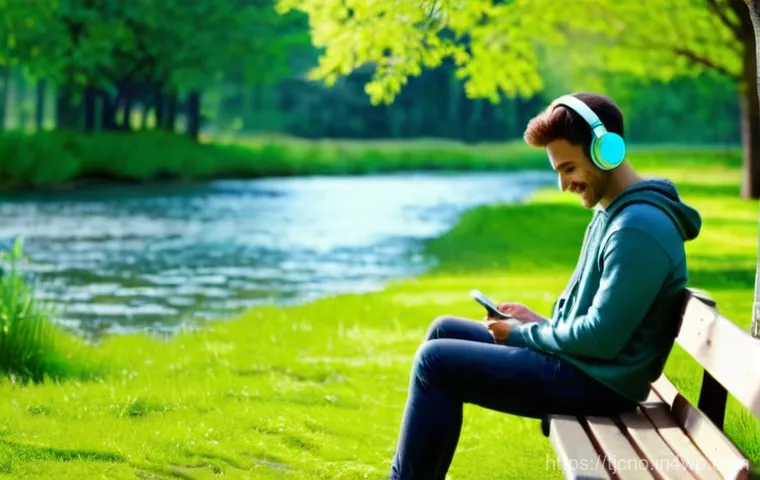 테크노스트레스 관리의 효과적인 방법 - A serene atmosphere with a young adult, approximately 25-30 years old, sitting cross-legged on a yog...