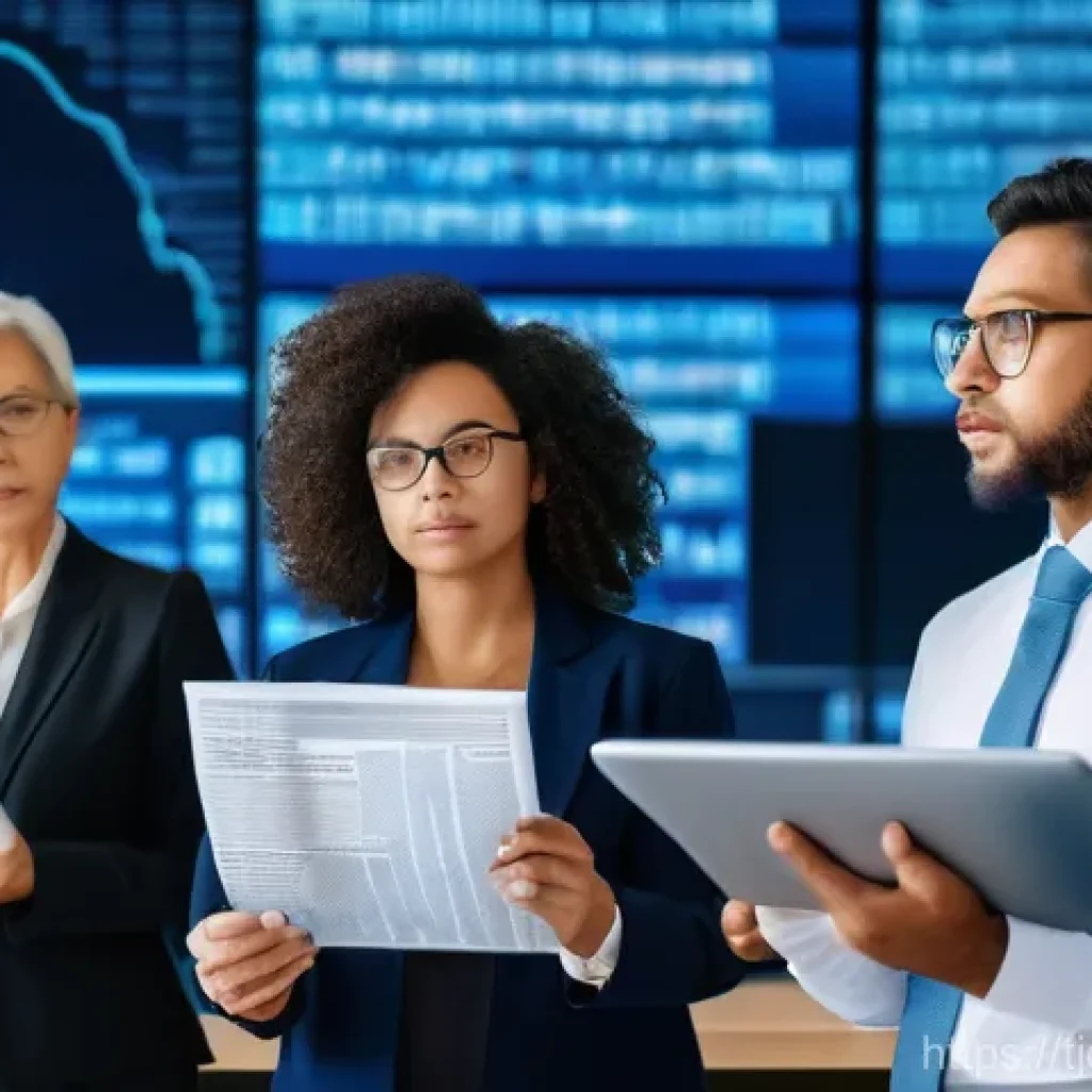 테크노스트레스 예방을 위한 법적 조치 - **Prompt:** A diverse group of people, including a young adult, a middle-aged woman, and an elderly ...