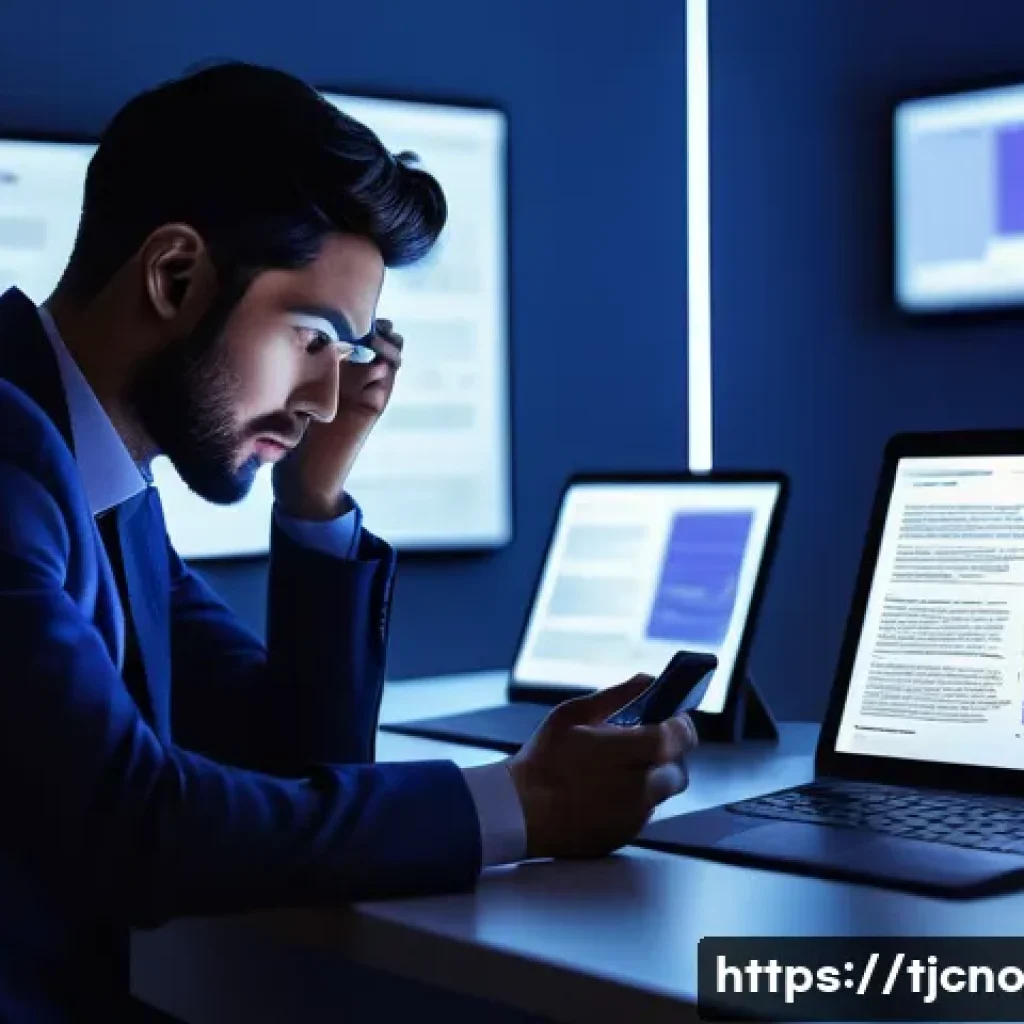 테크노스트레스와 인간의 정서적 반응 - **Image Prompt 1: Digital Overload and Technostress**
    A modern individual, appearing visibly str...